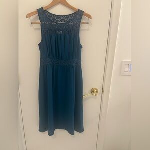 NWT Anthropologie Women’s Size 4 Lace Yoke Dress Teal Blue HD In Paris